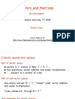 Vectors and Matrices: Revision Lectures, TT 2018