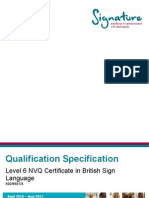 Qualification Specification - Level 6 NVQ Certificate in BSL