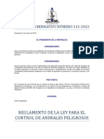 Reglamento de La Ley de Control Animal Ag113