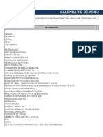 Calendario de Adquisicion de Materiales o Insumos