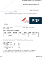 Air India: Itinerary Receipt