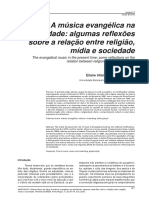 A Música Evangélica Na Atualidade - Algumas Reflexões Sobre A Relação Entre Religião, Mídia e Sociedade PDF