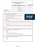 Refrigeration Training Assesment Form