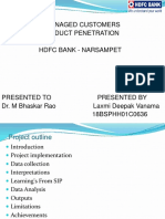 Non Managed Customers Product Penetration HDFC Bank - Narsampet