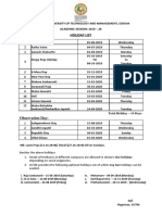 Holiday List 2019 20 PDF