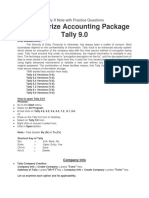 Computerize Accounting Package Tally 9.0: Tally 9 Note With Practice Questions