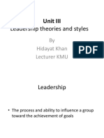 Unit III Leadership Theories and Styles