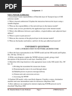 Assignment - 1 Unit 1: Network Architecture: University Questions