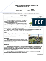 EVALUACIÓN PARCIAL DE LENGUAJE Y COMUNICACIÓn 3° Basico