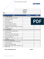 Wood Cutting Machine Checklist: No Items Observation Remarks