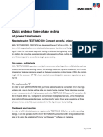 Press Release: Quick and Easy Three-Phase Testing of Power Transformers