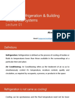 ME 375 - Refrigeration & Building Mechanical Systems - BME0319 Manchar - Lecture 01