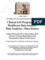 Clinical SAS Programmer Healthcare Data Analyst / Data Analytics / Data Science