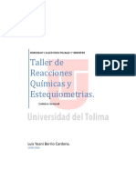 Quimica Taller Reacciones Quimicas y Estequiometricas