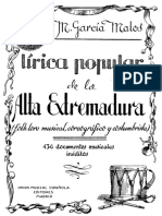 Lírica Popular de La Alta Extremadura - Folklore Musical, Coreográfico y Costumbrista - M. García Matos