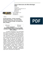 Pruebas Genéticas - Artritis Reumatoide (Rheumatoid Arthritis) - Genes HLA-DRB1, SLC22A4, PTPN22 (PTPN8), CIITA (MHC2TA), IRF5 y NFKBIL1. - IVAMI