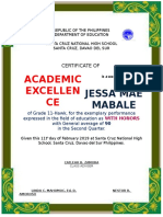 Academic Excellen CE: Jessa Mae Mabale