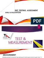 Measurement, Testing, Assessment and Evaluation