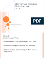 S I R Toefl S S 1-6: OME Mportant Emarks Tructure Kills