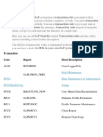 Sap Transaction Codes