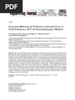 Corrosion Behavior of Ni Steels in Aerated 3.5-Wt.% Nacl Solution at 25ºc by Potentiodynamic Method