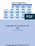 Jeopardy: 4 Grade Edition: Language Arts Math Science Social Studies Fun Trivia