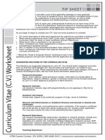 Curriculum Vitae CV Worksheet