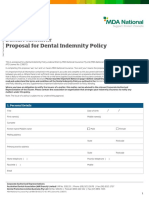 Dental Practitioner: Proposal For Dental Indemnity Policy