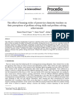 The Effect of Learning Styles of Preservice Chemistry Teachers On Their Perceptions of Problem Solving Skills and Problem Solving Achievements