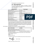 Declaration of Conformance - Mercury Mercruiser: Applicable Requirement Standards Applied