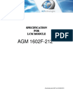 AGM 1602F-212: Specification Specification Specification Specification FOR FOR FOR FOR LCM LCM LCM LCM Module