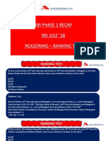 RBI Phase 1 Recap 9th July18 Reasoning Ranking Test