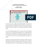 Introduction To Programming in C Department of Computer Science and Engineering Lecture No. #05 Introduction: Variables