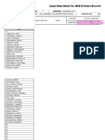 Learners' Names: Input Data Sheet For SHS E-Class Record