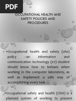 Occupational Health and Safety Policies and Procedures