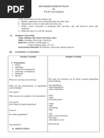 Detailed Lesson Plan in T.L.E 12 (Cookery) : I. Objectives