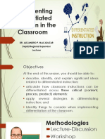 Implementing Differentiated Instruction in The Classroom: Dr. Alejandro P. Macadatar Deped Regional Supervisor Lecturer