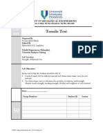 Tensile Test: Faculty of Mechanical Engineering