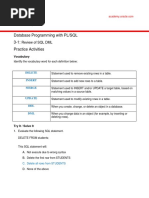 PLSQL 3.1 DML Practice Activities