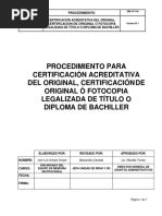 Procedimiento para Certificación Acreditativa Del Original, Certificación de Original Ò Fotocopia Legalizada de Título o Diploma de Bachiller en Bolivia