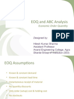 EOQ and ABC Analysis: Economic Order Quantity