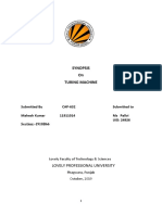 Synopsis On Turing Machine