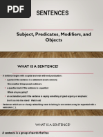 Sentences: Subject, Predicates, Modifiers, and Objects