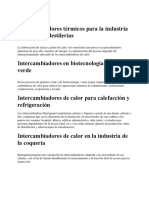 Intercambiadores Térmicos para La Industria Azucarera y Destilerías