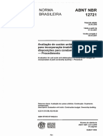 NBR 12721 - Avaliação de Custos Unitários de Construção para Incorporação Imobiliária e Outras Disposições para Condomínios Edifícios - Procedimento