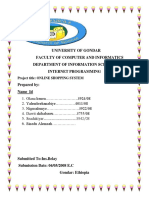 University of Gondar Faculty of Computer and Informatics Department of Information Science Internet Programming