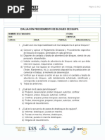 Evaluación Procedimiento de Bloqueo de Equipo.