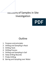 Recovery of Samples in Site Investigation