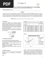 Determinacion de La Constante de Equilibrio de Un Acido Débil.