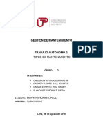 Gestión de Mantenimiento Los Tipos de Mantenimiento (Grupo 3) Tarea n2